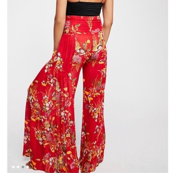 Free People One Aloha Printed Wide Leg Flare Pants - Picture 4 of 7